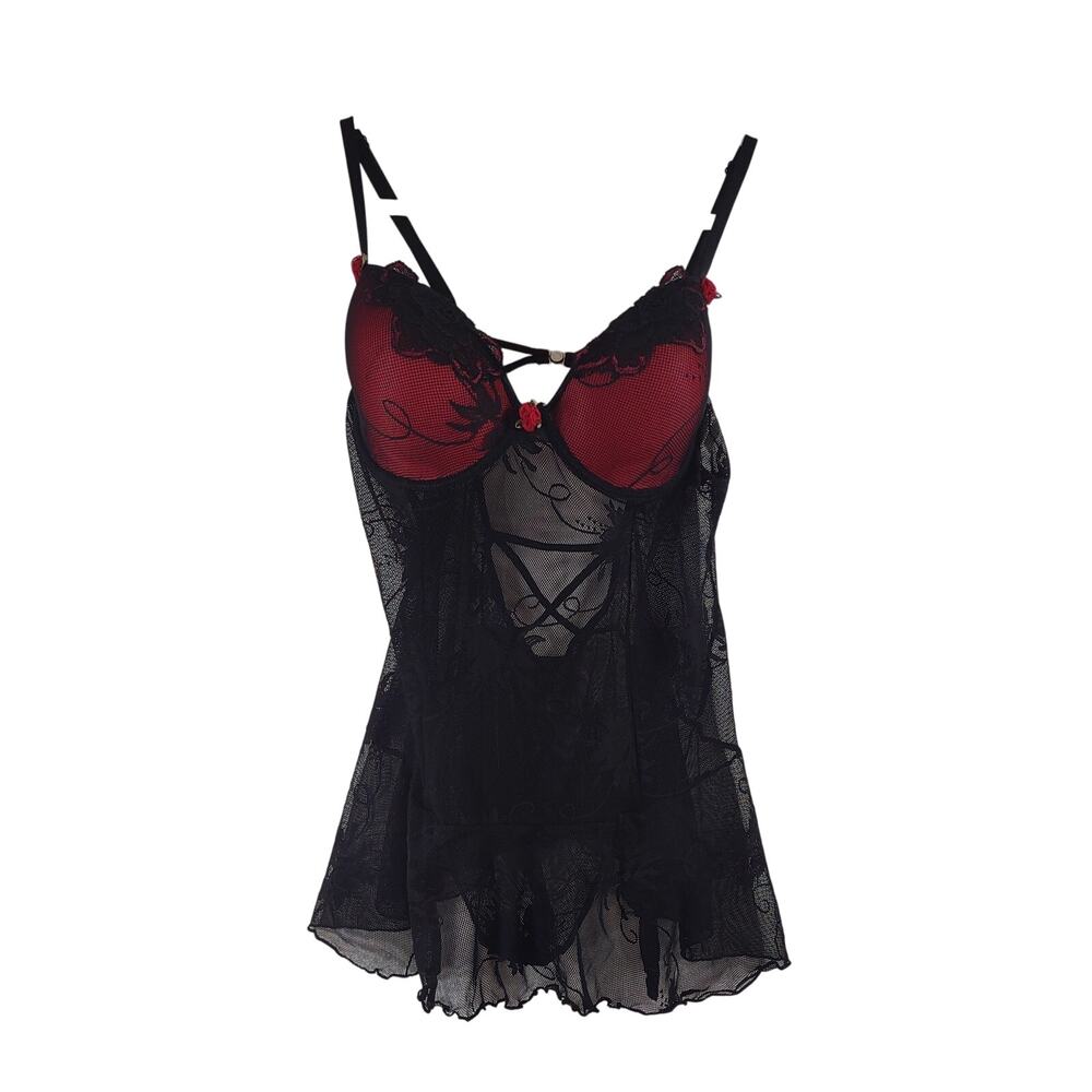 Escante Lingerie, Lace, Red and Black, Size XXL